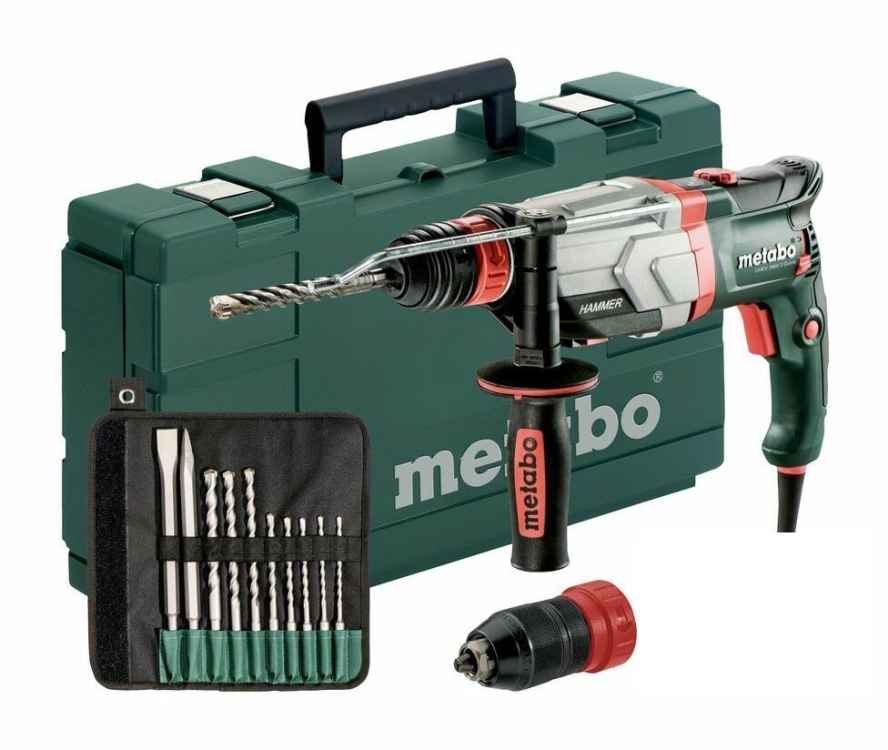 Metabo UHEV 2860-2 Quick mit Wechselfutter, plus Metabo Werkzeug-Set mit Bohrer-/Meißeln zum Mehrwert